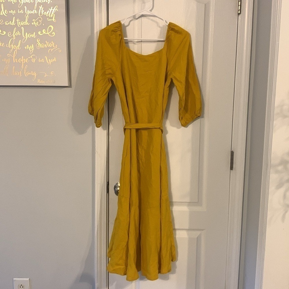 Anthropologie Maeve Artemis Midi Dress size 6 midi maxi ruffle tie waist‎ linen - Picture 12 of 13